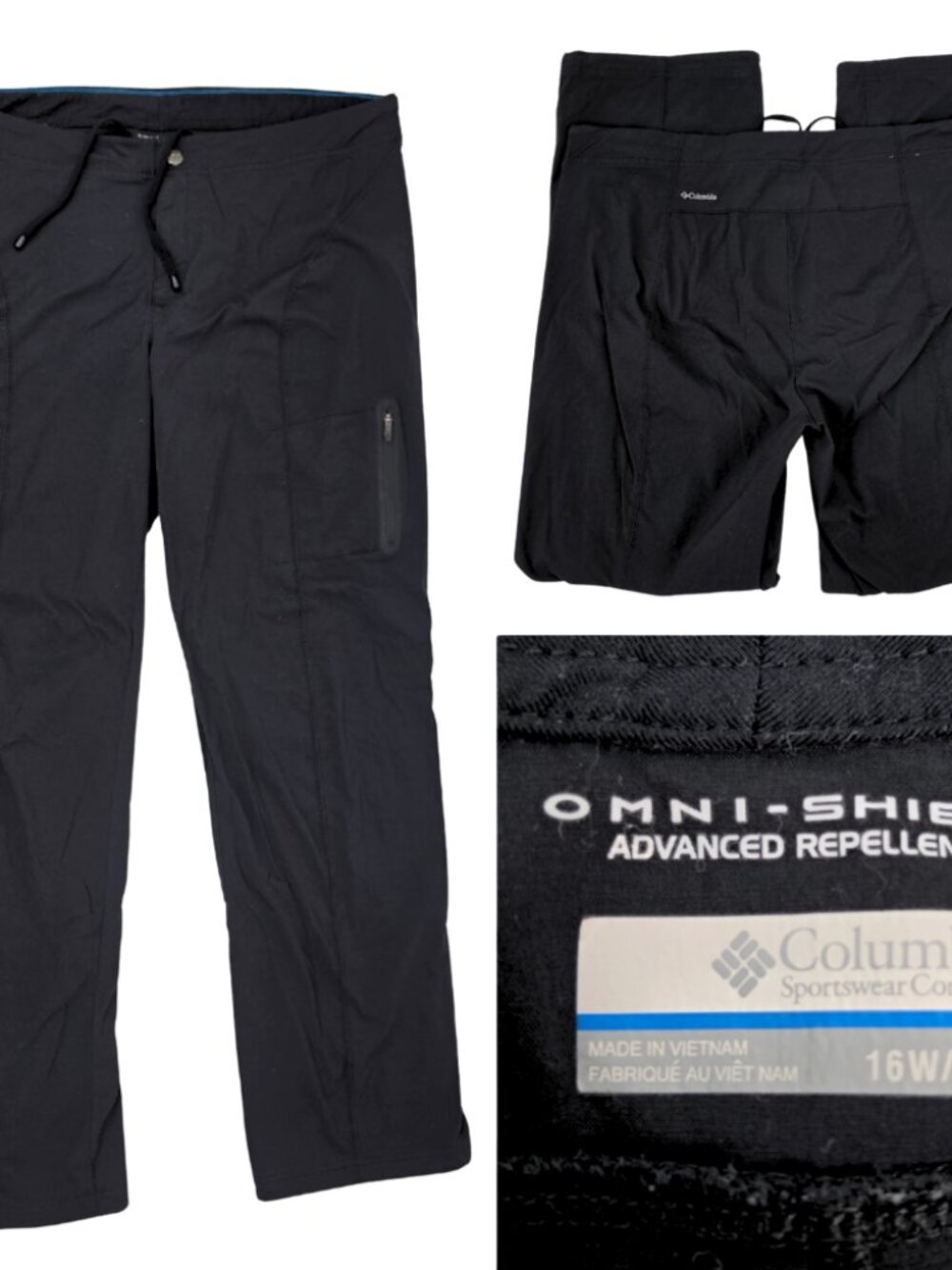 Columbia Womens 16W 37x30" Nylon Stretch Drawstring Waist Hiking Pants Cinch Leg